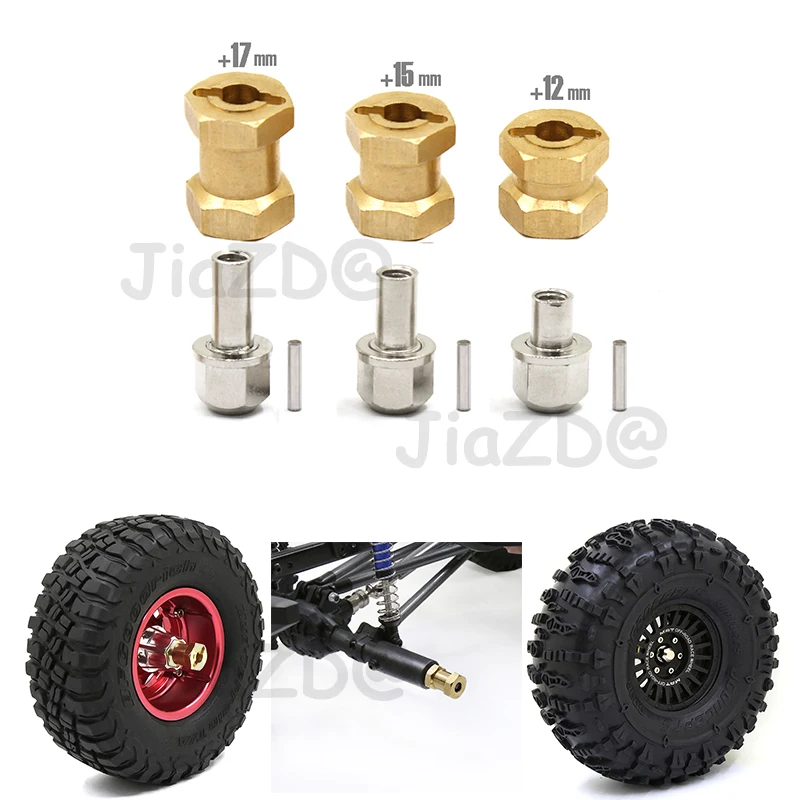 

4pcs Metal Axle Widen 12mm Hexagon Wheel Adapter 12mm/15mm/17mm For 1/10 RC Crawler Cars TRX4 RC4WD D90 D110 Axial Scx10 90046