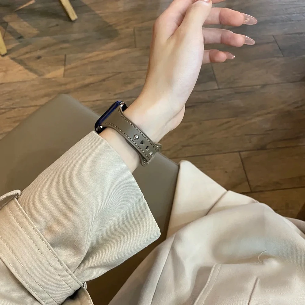 High quality Leather loop for iWatch 40mm 44mm Sports Strap Single Tour band for Apple watch band 42mm 38mm Series 1 2 3 4 5 6 s