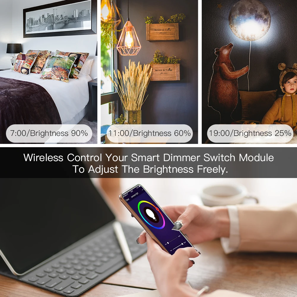 Умный светильник ключатель света 1/1/2 клавиши Wi-Fi релейный модуль беспроводной