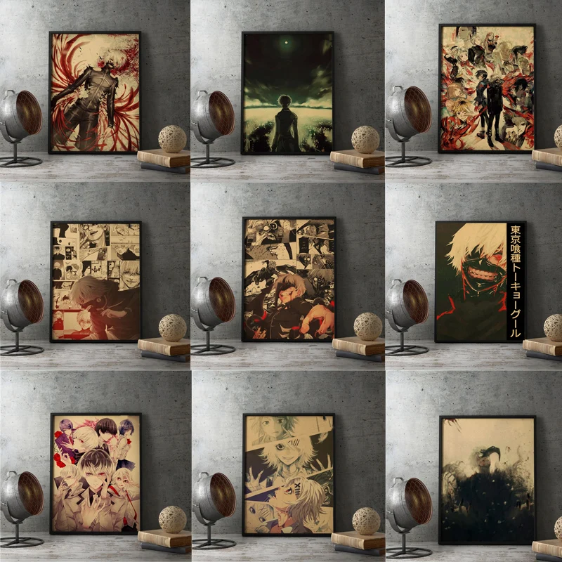 Живопись на холсте, Японская популярная аниме Токийский Гуль, Постер в старинном стиле, холст в стиле ретро, художественная живопись, плакат для украшения дома
