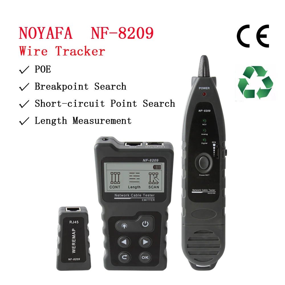 NOYAFA NF 488/NF 8209 ЖК дисплей Локальной Сети Кабельный тестер для проверки витой | Искатели автоматических выключателей -1005002348293971