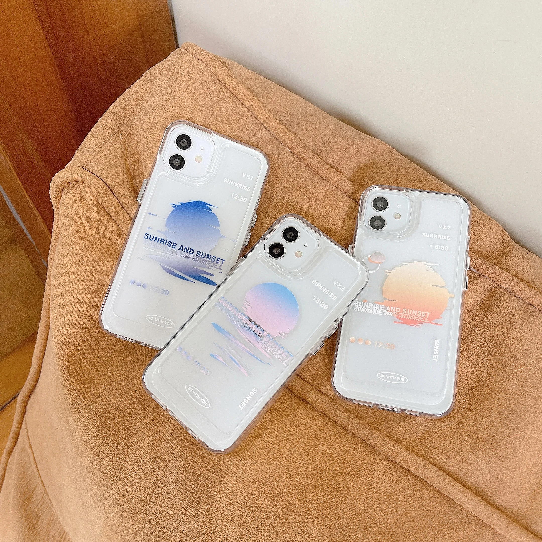 

Прозрачный чехол INS с градиентом заката для iPhone 13, 12, 11 Pro, XS Max, X, XR, 7, 8Plus, акриловый защитный чехол с металлической кнопкой и защитой от падения