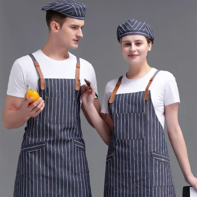 Фартук шеф-повара T5EF набор шляп Кухонный для взрослых с карманами Регулируемая