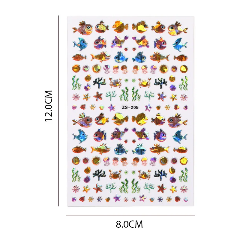 

New Nail Art Laser Ocean Wind 3D Undersea Animal Starfish Shell Mermaid Series Sticker DIY Nail Decoration Design Applique Tool