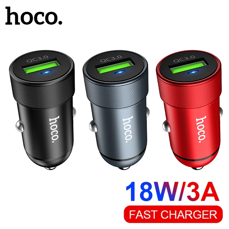 Фото Автомобильное зарядное устройство Hoco 18 Вт USB быстрая зарядка QC3.0 автомобильный Автомобильное зарядное устройство Hoco 18 Вт USB быстрая зарядка QC3.0 автомобильный