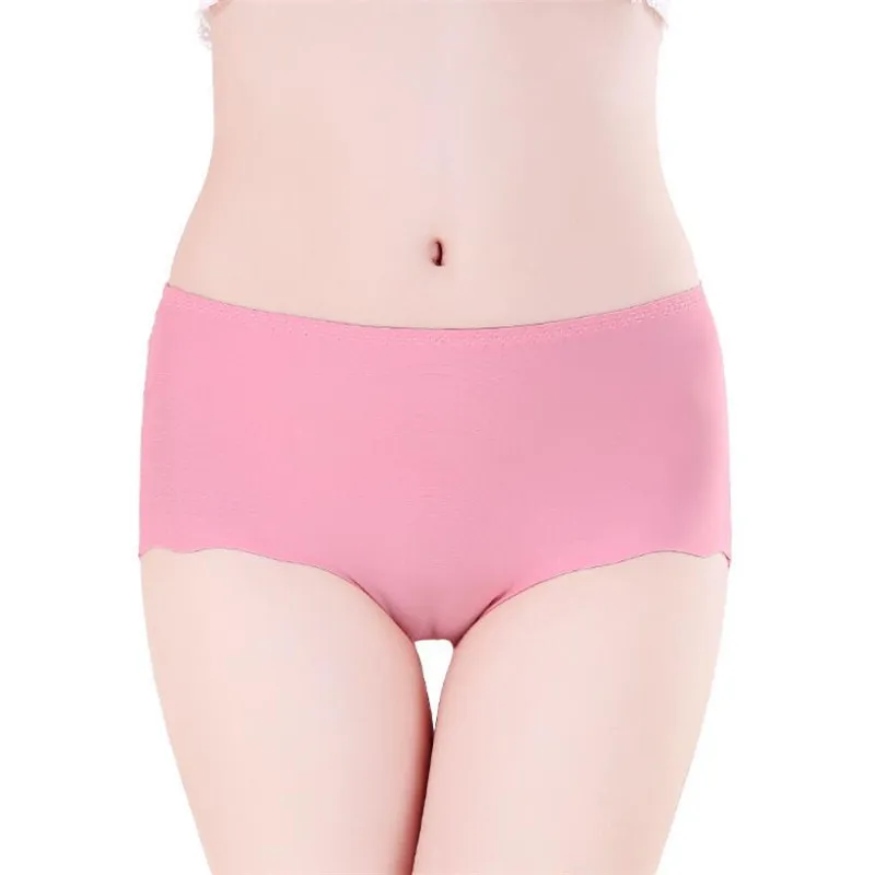Gua Red Briefs S-4XL, женские шелковые бесшовные трусы, сексуальные, женские, простые, высокая талия, высокая эластичность, трусы, нижнее белье для женщин, большие размеры - Цвет: Gua Red Briefs