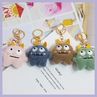 cute pink plush monster keychain anime car accessories keychain women keyrings couple gift airpods bag pendant wholesale
