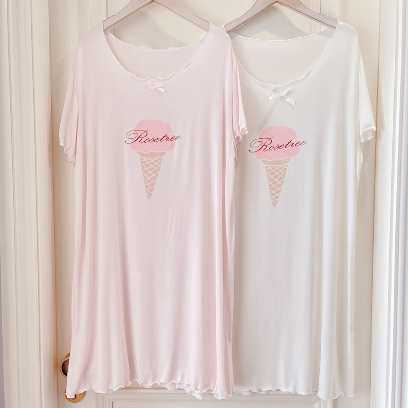 

Ночное платье, женская одежда для сна, пижама, Мягкие Модальные пижамные платья, летняя тонкая Домашняя одежда, Милая женская пижама с морож...