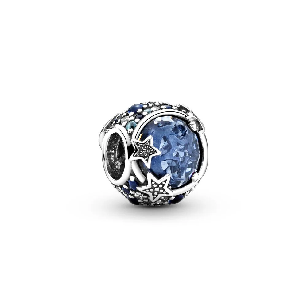 Браслет Pandora из серебра 2021 пробы с сияющими небесно-голубыми звездами | Украшения