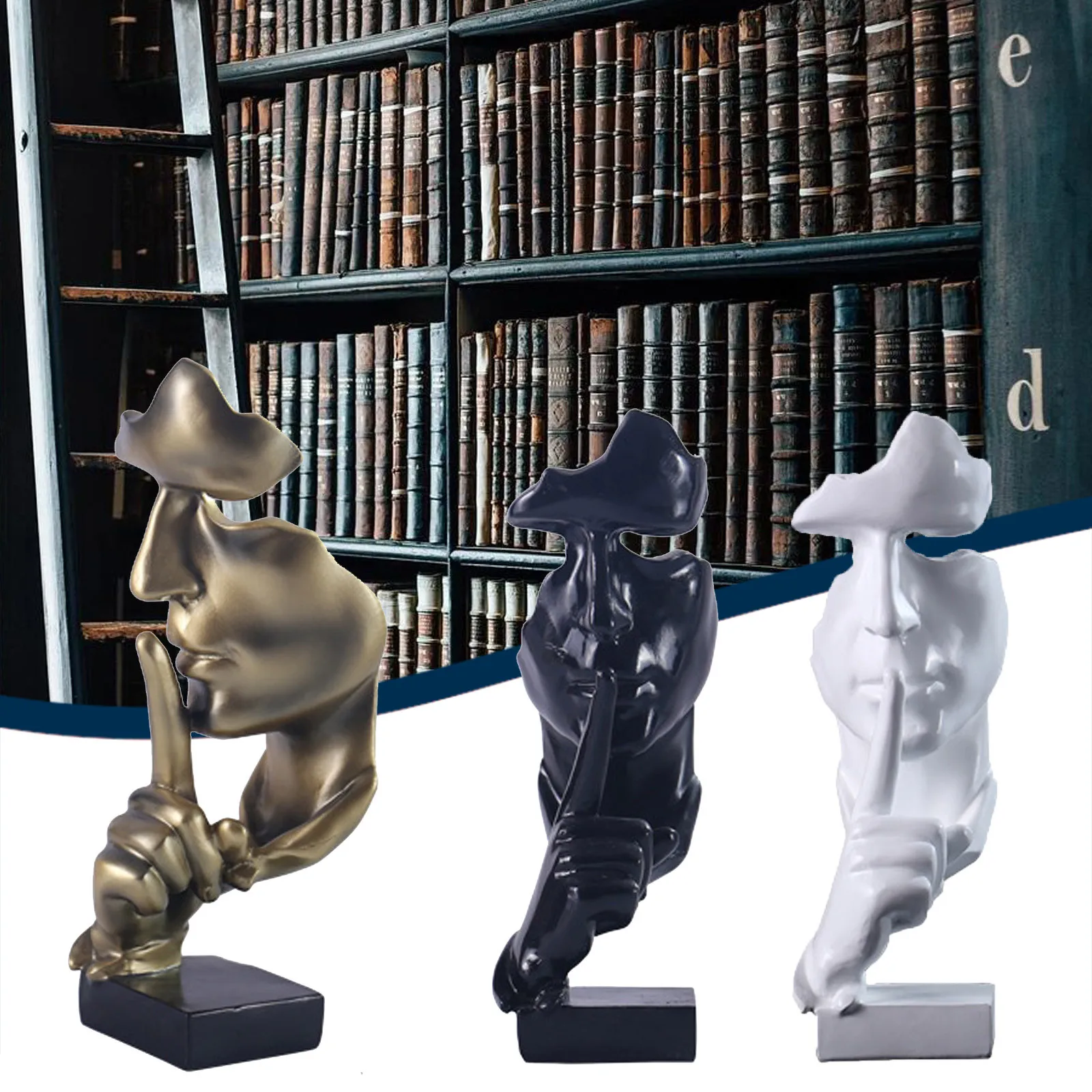 Черная белая серебряная абстрактная скульптура ремесленный герой статуя из