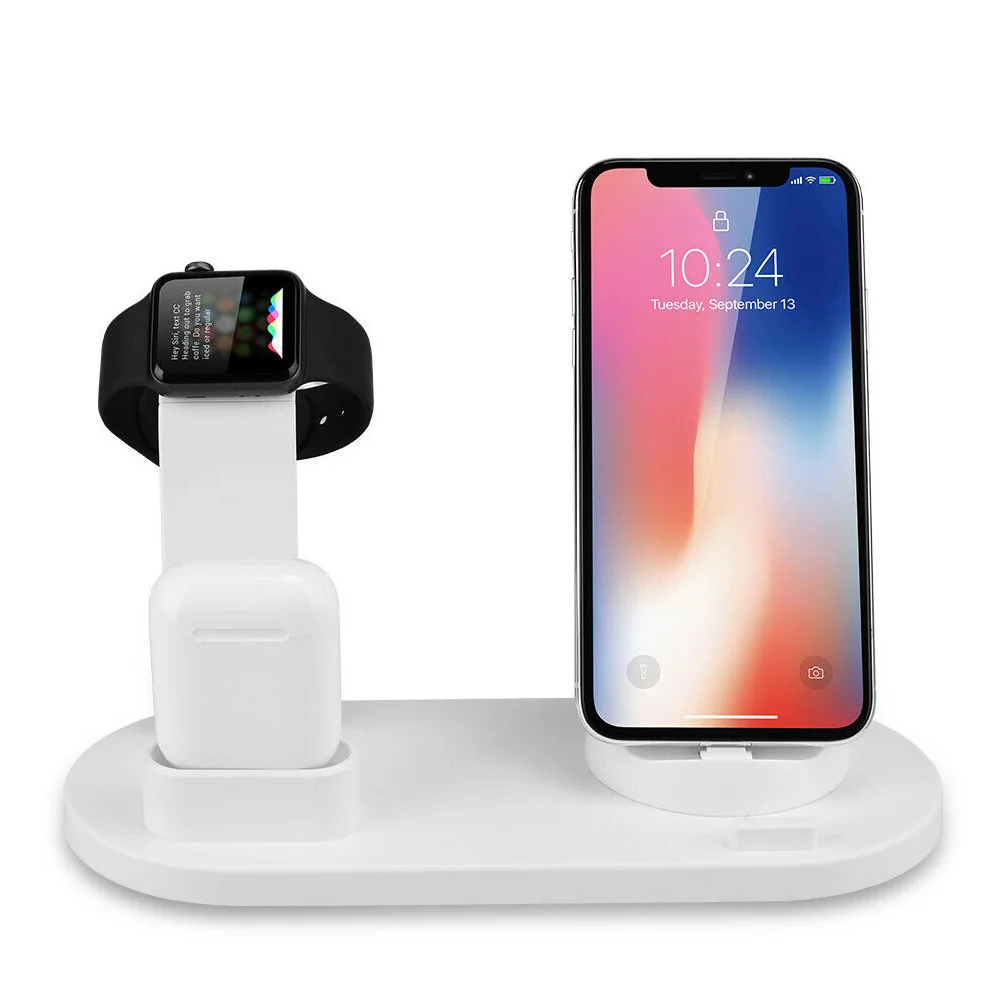 Беспроводное зарядное устройство QI 3 в 1 10 Вт док-станция для быстрой зарядки