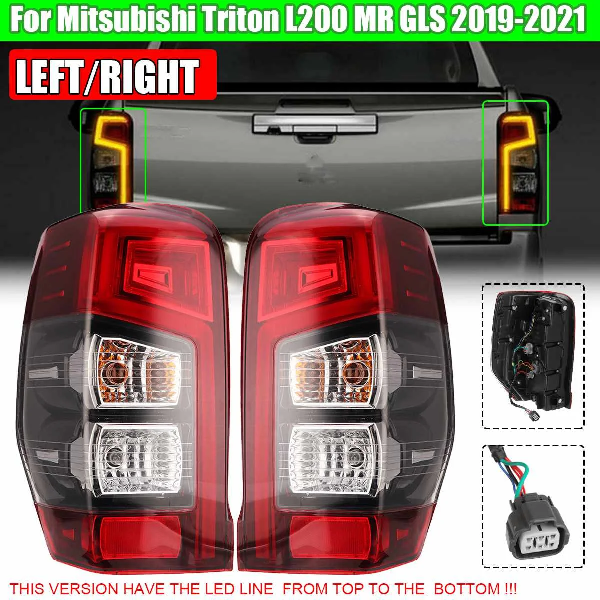 

Car Rear Left Right Tail For Mitsubishi Triton L200 MR GLS 2019-2021 With LED Line Brake Lamp Signal Taillight Accessories