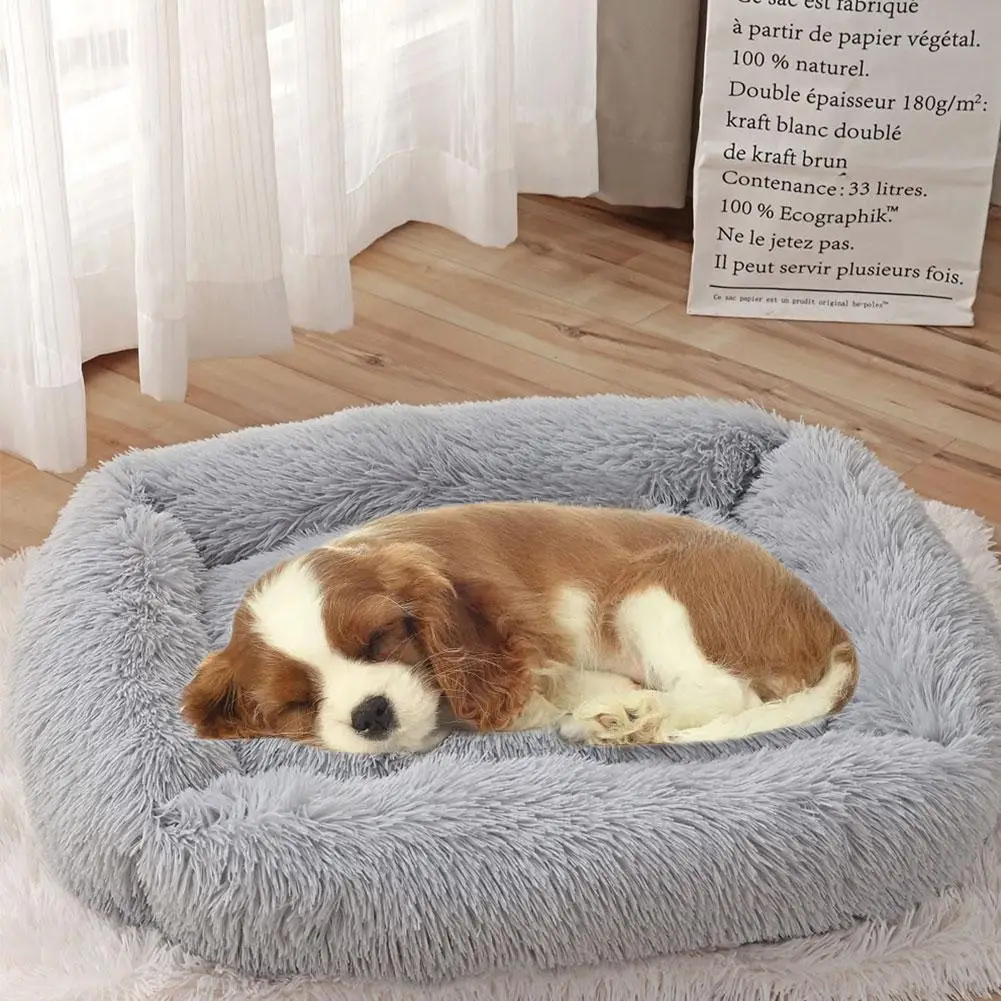 

Pet Bed Nonslip Plush Pet Cat Bed Comfy Square Pet Cuddler Bed Washable Cat Cushion Bed for Most Pets