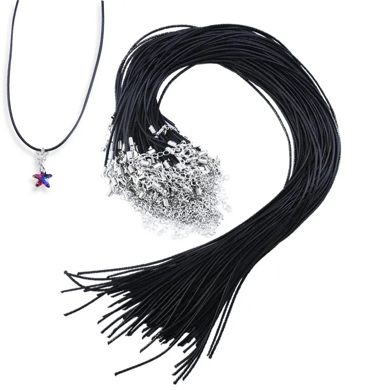 

Вощеный шнур для ожерелья с застежкой, черный цвет, 1,5 мм, шнур для ожерелья, для самостоятельного изготовления браслетов, ожерелий, аксессуа...