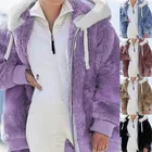 Женская куртка с капюшоном, теплая Свободная куртка с капюшоном, с начесом, на молнии, в европейском и американском стиле, Осень-зима 2021