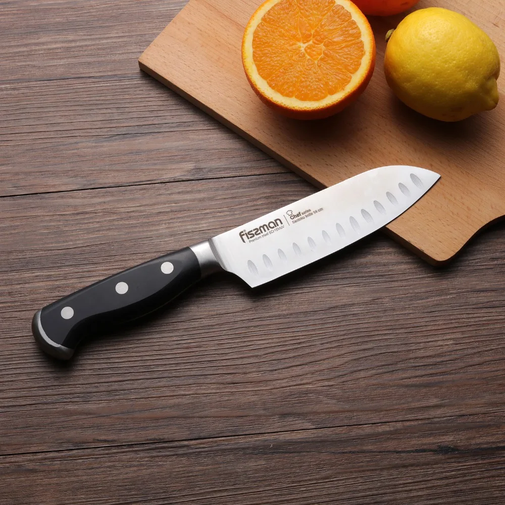 FISSMAN 5 дюймовый нож SANTOKU толщина лезвия 2 0 мм лазерное лезвие логотип с Fissman дизайн