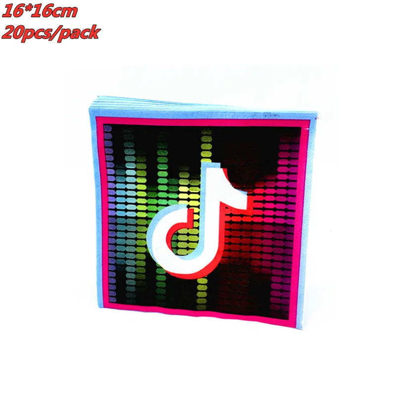 83 Uds TIK fiesta de m&uacute;sica placas mantel beb&eacute; ducha suministros de decoraci&oacute;n para fiesta de cumplea&ntilde;os bandera tazas, servilleta desechable de vajilla-4