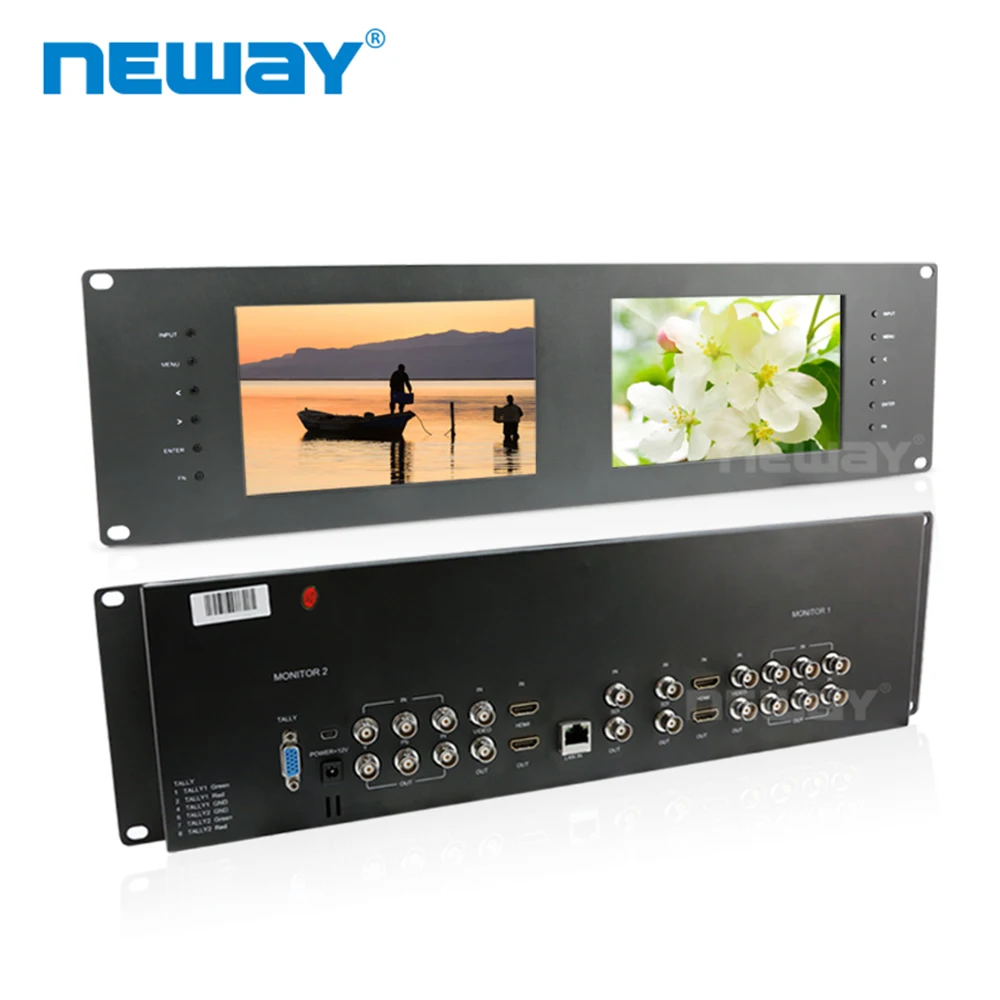 

Neway RM70S 3G-SDI 7 Inch Dual Rack Mount Colour Broadcast Monitors 7" HDMI 3G SDI AV Ypbpr Rackmount