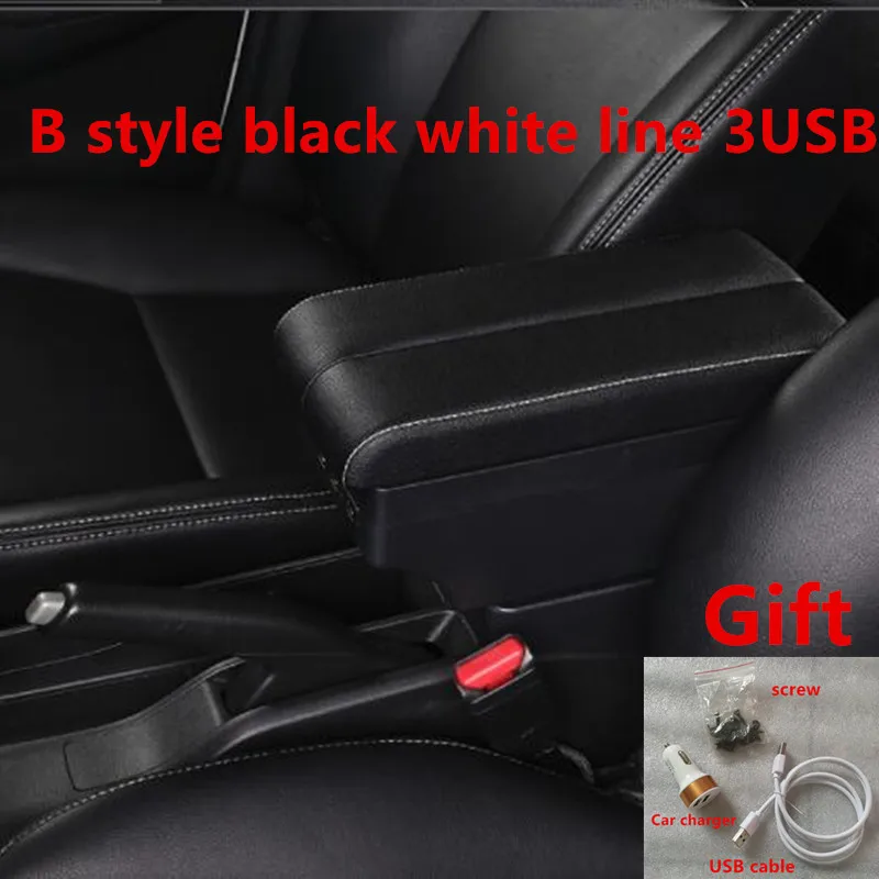 B black white line Для Ford focus 3 подлокотник коробка центральный магазин содержание фокус mk3 нарукавники коробка с USB интерфейсом - Название цвета: B black white line