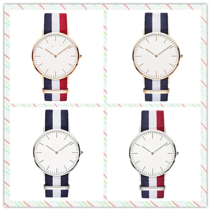 Классические Полосатые нейлоновые часы унисекс с ремешком Лидирующий бренд