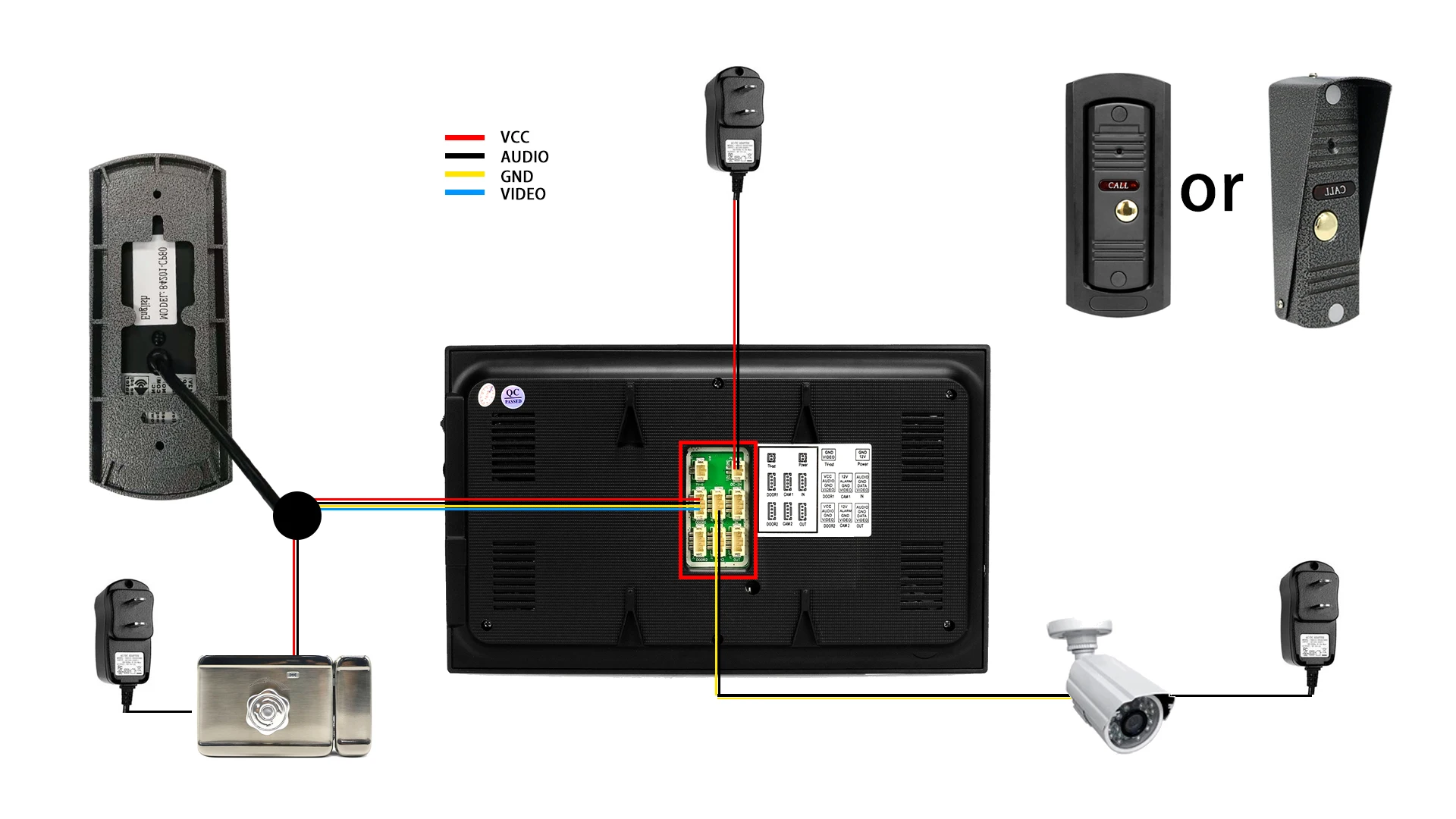 

7 inch LCD Black Monitor 1200TVL Silver Doorbell Camera 32G Memory SD Card Video Intercom System Video Door Phone System