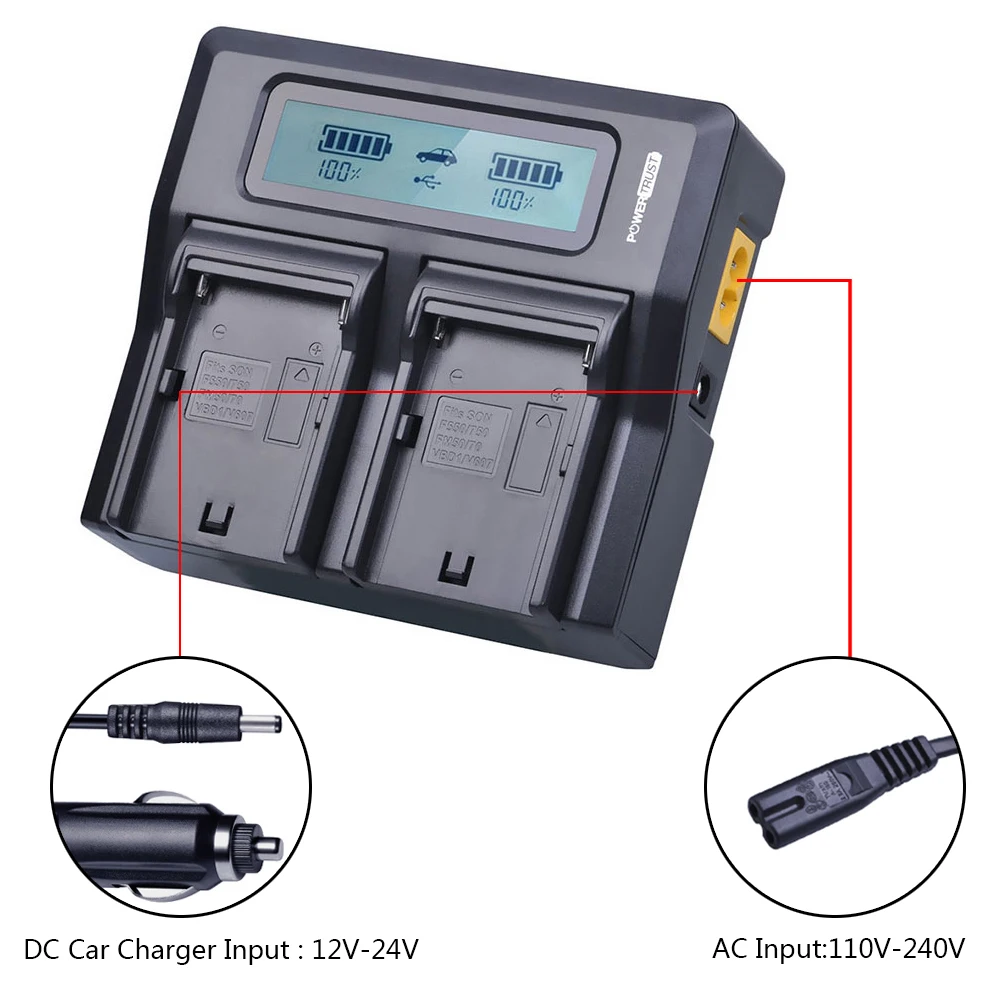 2Pcs 2600mAh NP-F550 NP-F570 F550 F570 Battery and Fast Dual Charger for Sony NP-F330 NP-F530 NP-F730 NP-F750 Hi-8 | Электроника