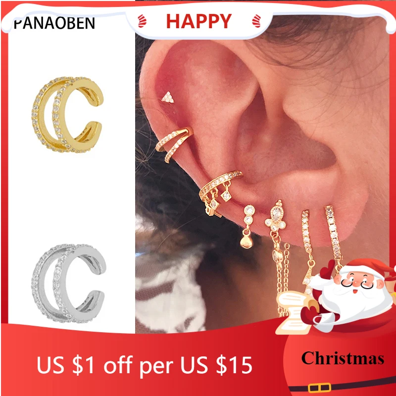 

Женские Серьги-клипсы PANAOBEN, 1 шт., модные Серьги-клипсы, 925 дюйма, не пирсинг, золотые украшения, бижутерия, женские Серьги