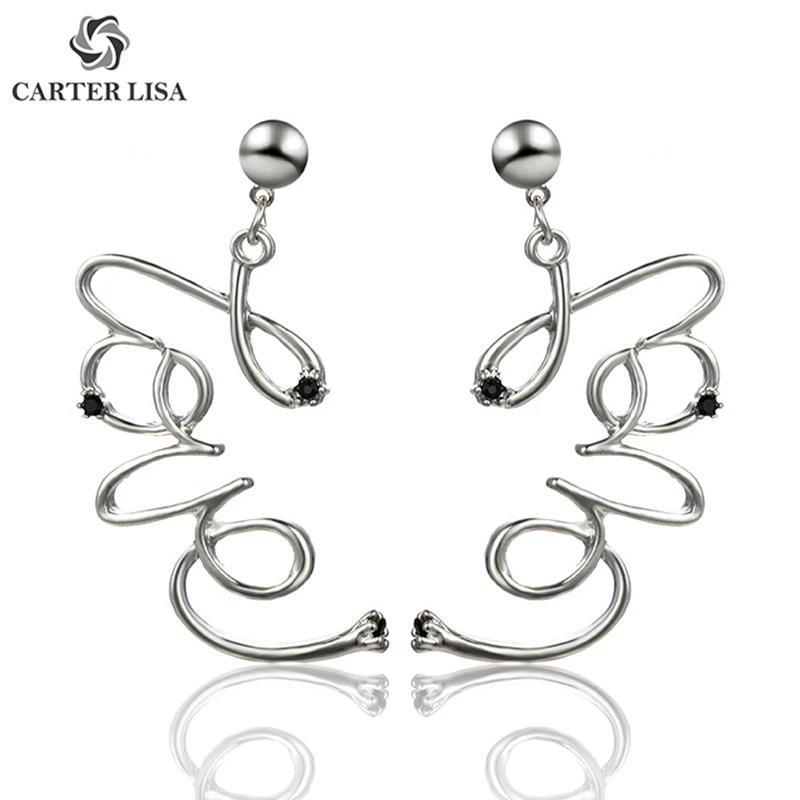 Женские эффектные висячие серьги CARTER LISA серебристые металлические для