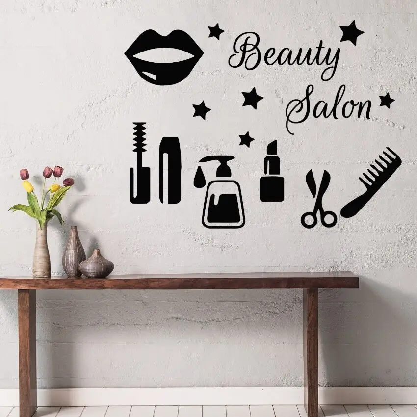 Фото Виниловые настенные фрески для салона красоты инструменты косметики и губ