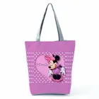 Disney минни анимация печатных сумки из натуральной кожи фиолетовая куртка с персонажем из мультфильмов высокого Ёмкость сумка эко многоразовые сумки для покупок повседневная женская сумка-тоут