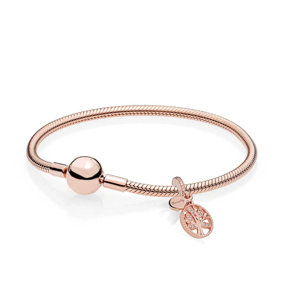 

NEW Book Di 925 Sterling Silver Rose Family Tree Bracelet Gift Set fit DIY Original charm Bracelets jewelry A set of prices