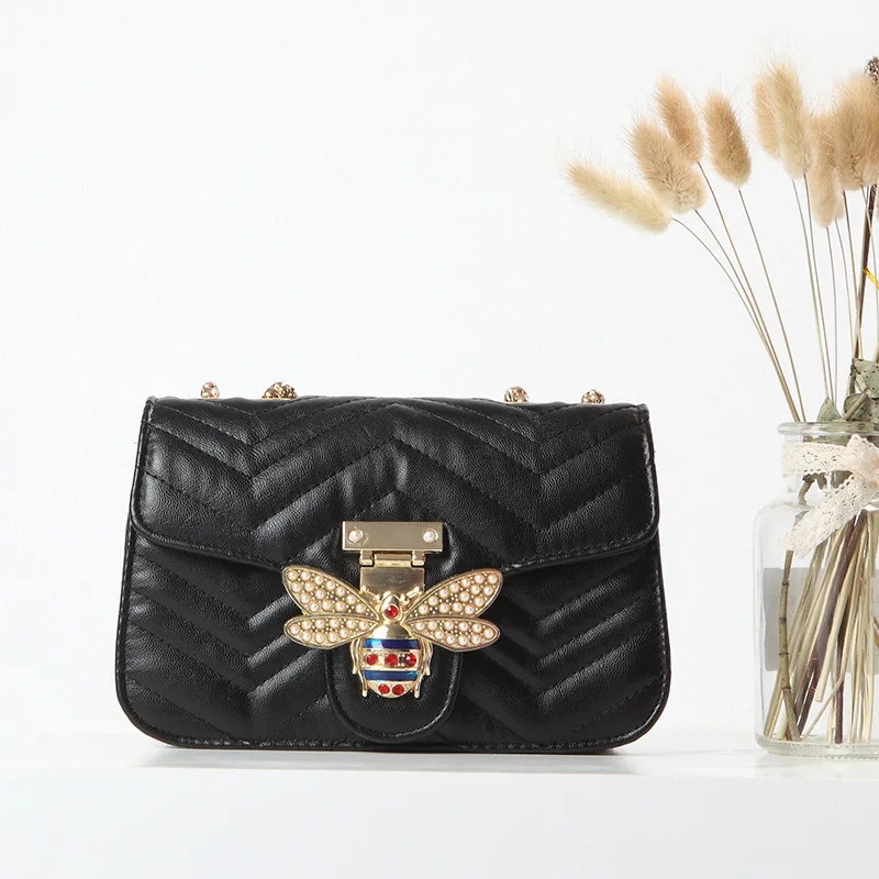 

Lingge Chain Bag Women's 2020 New Korean-Style All-match Fashion Cross-Body Bees Square Sling Bag Shoulder Trendy Bag Purses