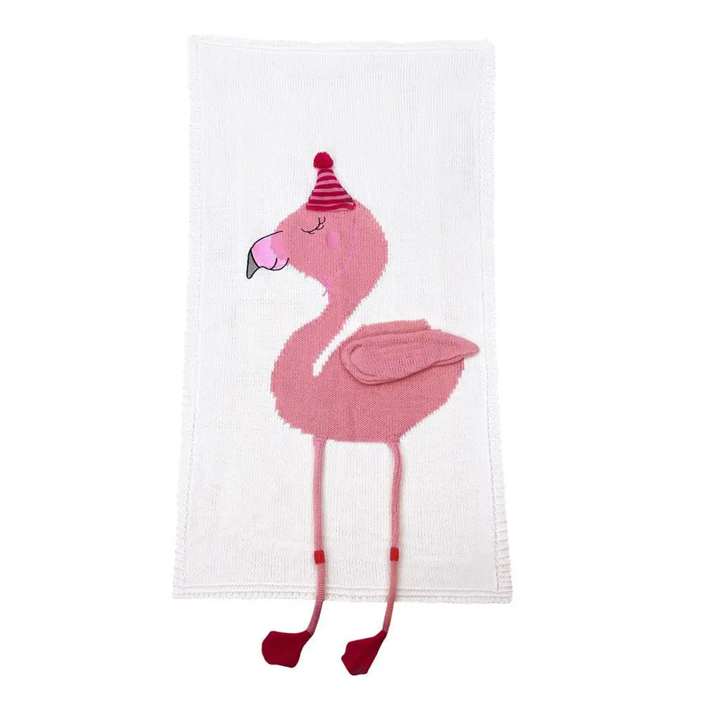

Throw Blanket Couvertures Et Langes Knitting Pink Flamingo Monogram Embroidered Gift Shower Baby Warm Blanket Swaddle blanket