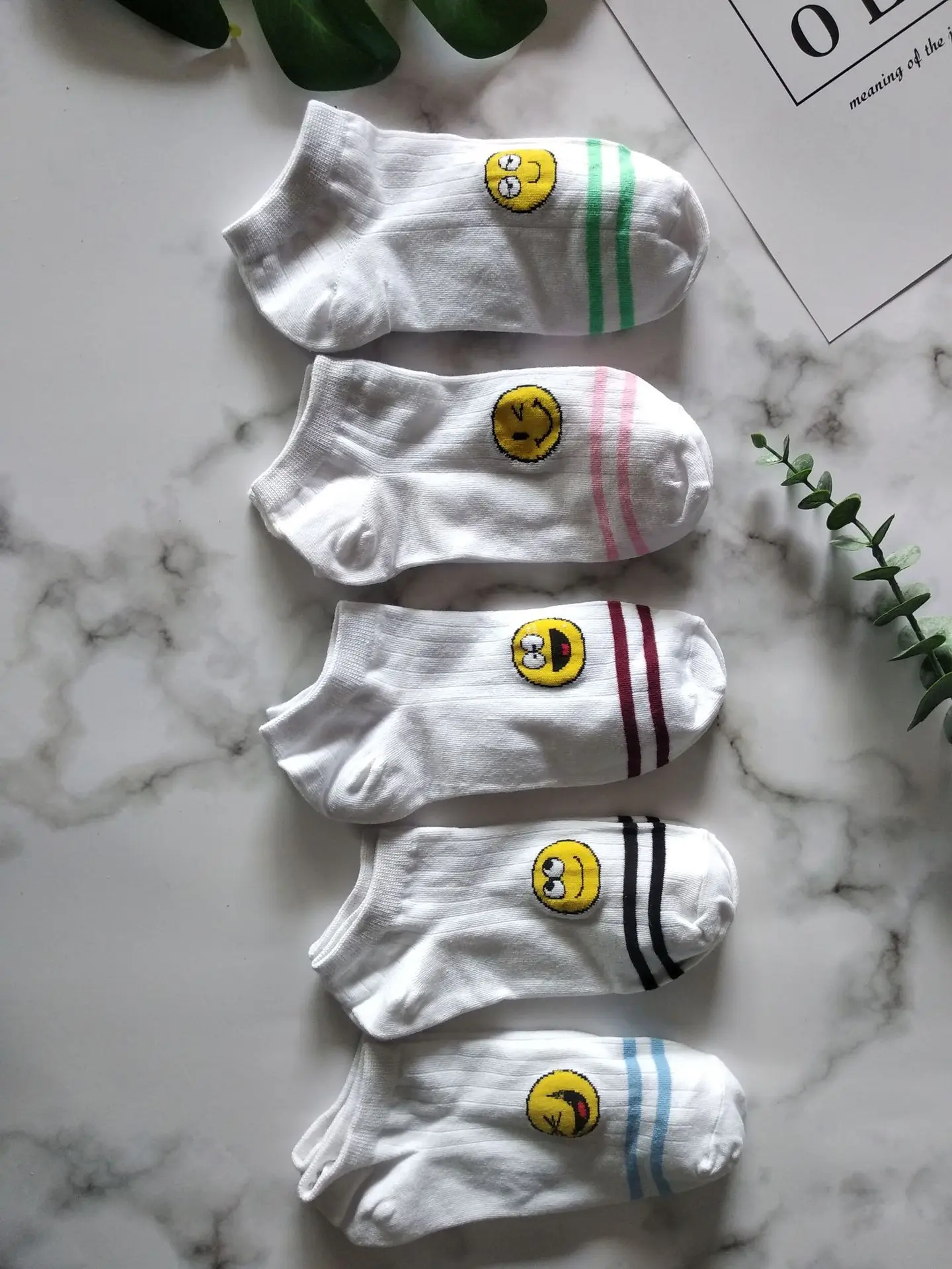

5 Pairs /set Women Boat Socks Candy Color Kawaii Cartoon Pattern Cotton Soft Socks for Girls Invisible No Show Socks