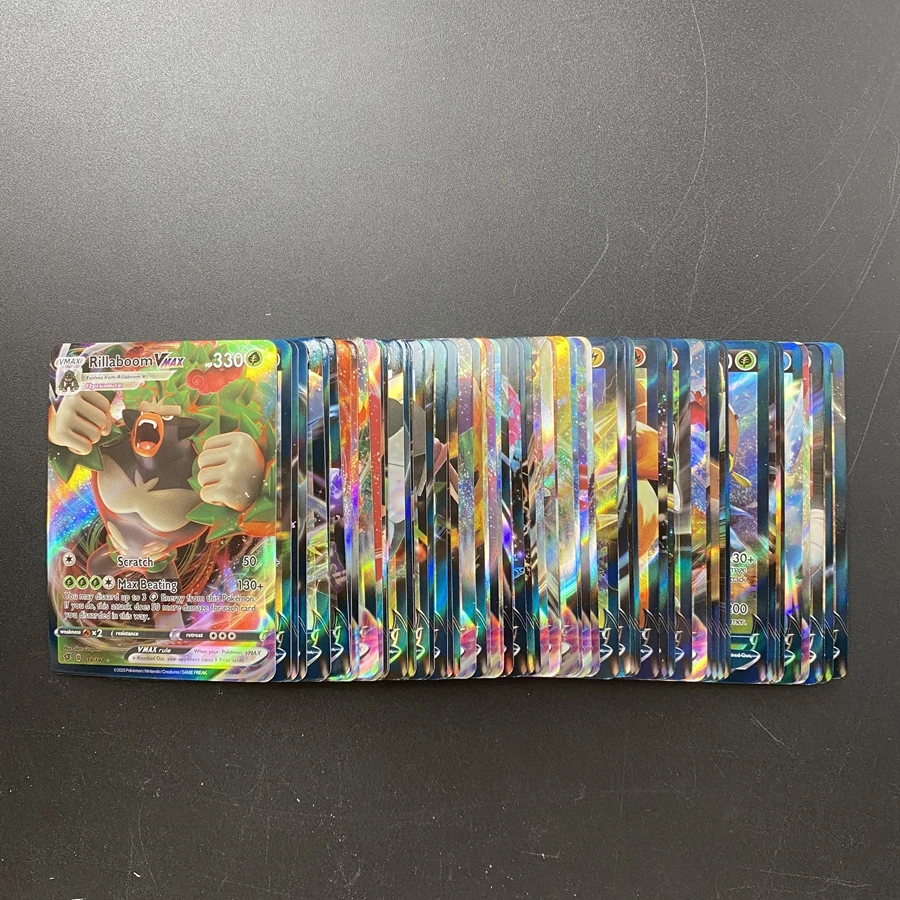

100pcs New English Playing Game Map Version Pokemon Shining Cards V VMAX Display Pokmon Cards Collection Booster Box Kids Toys