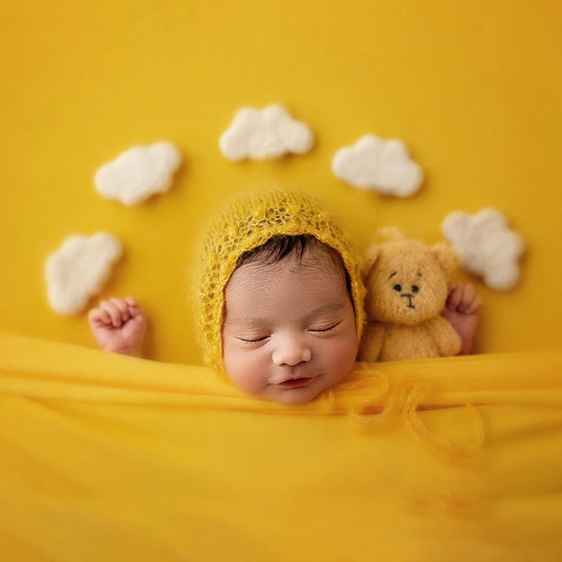Accesorios de fotograf&iacute;a para reci&eacute;n nacidos, hecho a mano globo de fieltro de lana, decoraciones para estudio infantil, accesorios para sesi&oacute;n de fotos de beb&eacute;, 4 Uds.-5