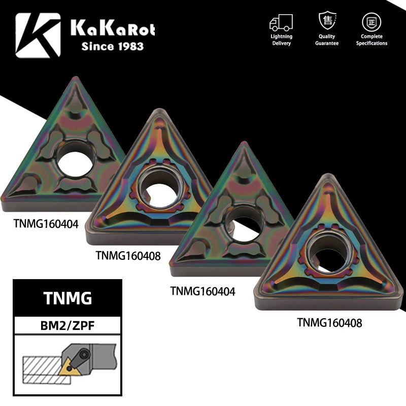 

10pcs KaKarot Hardness Steel Carbide Insert TNMG160404-ZPF TNMG160408-BM2 YT5010 External Turning Tools Metal TNMG Turning Tools