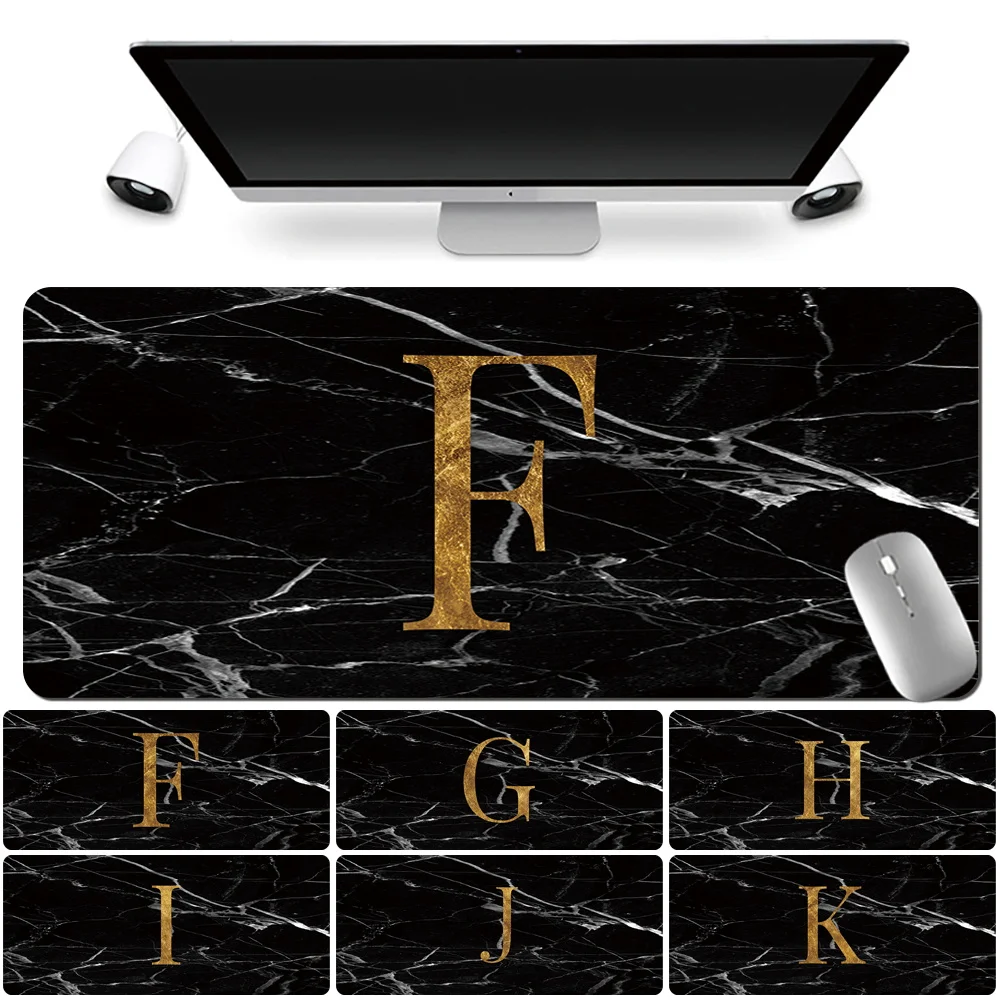 

Mouse Pad Gaming Gamer Large Table Mat Waterproof PU Leather Computer Mouse-pad Black Marble Letter Series