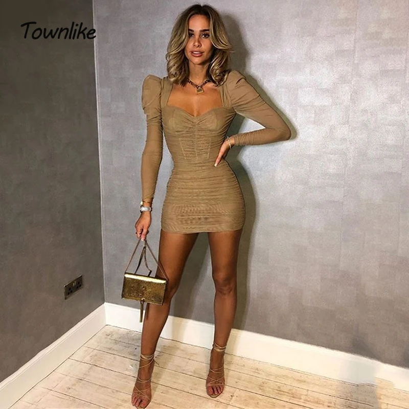 Townlike двойной Слои сетки Мини Вечерние сексуальное платье для женщин с длинным