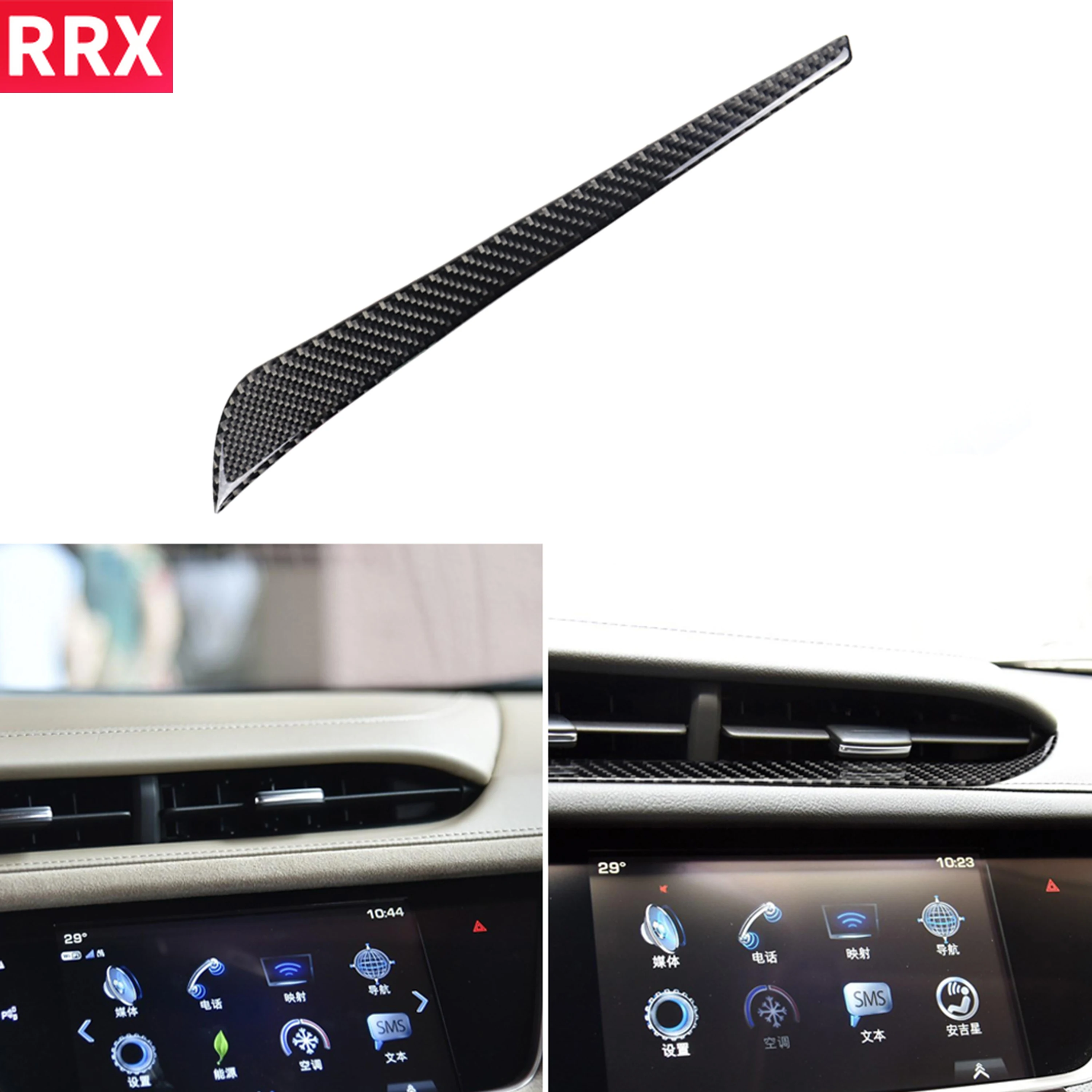 

For Cadillac XT5 2016 2017 Carbon Fiber Central Control Outlet Sticker Air Conditioning Vent Cover Trim Strip Auto Car Styling
