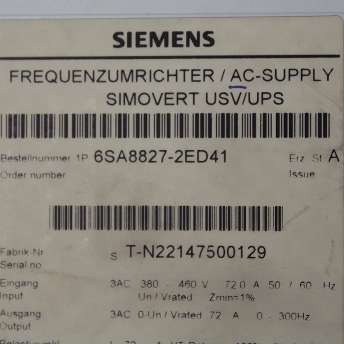 

Used good 6SA8827-2ED41 Inverter