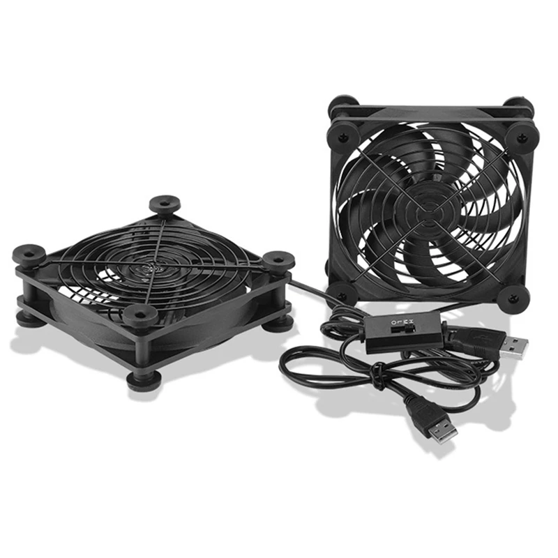 

12cm Silent Three-Speed Adjustable Dual USB Exhaust Fan Dual Ball Bearings for Receiver Chassis Router Set-Top Box