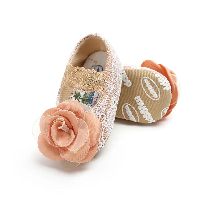 

Baby Girl Lace Princess Shoes Toddler First Walkers with Flower Headband Soft Soled Non-slip Footwear Prewalkers Newborn Gift