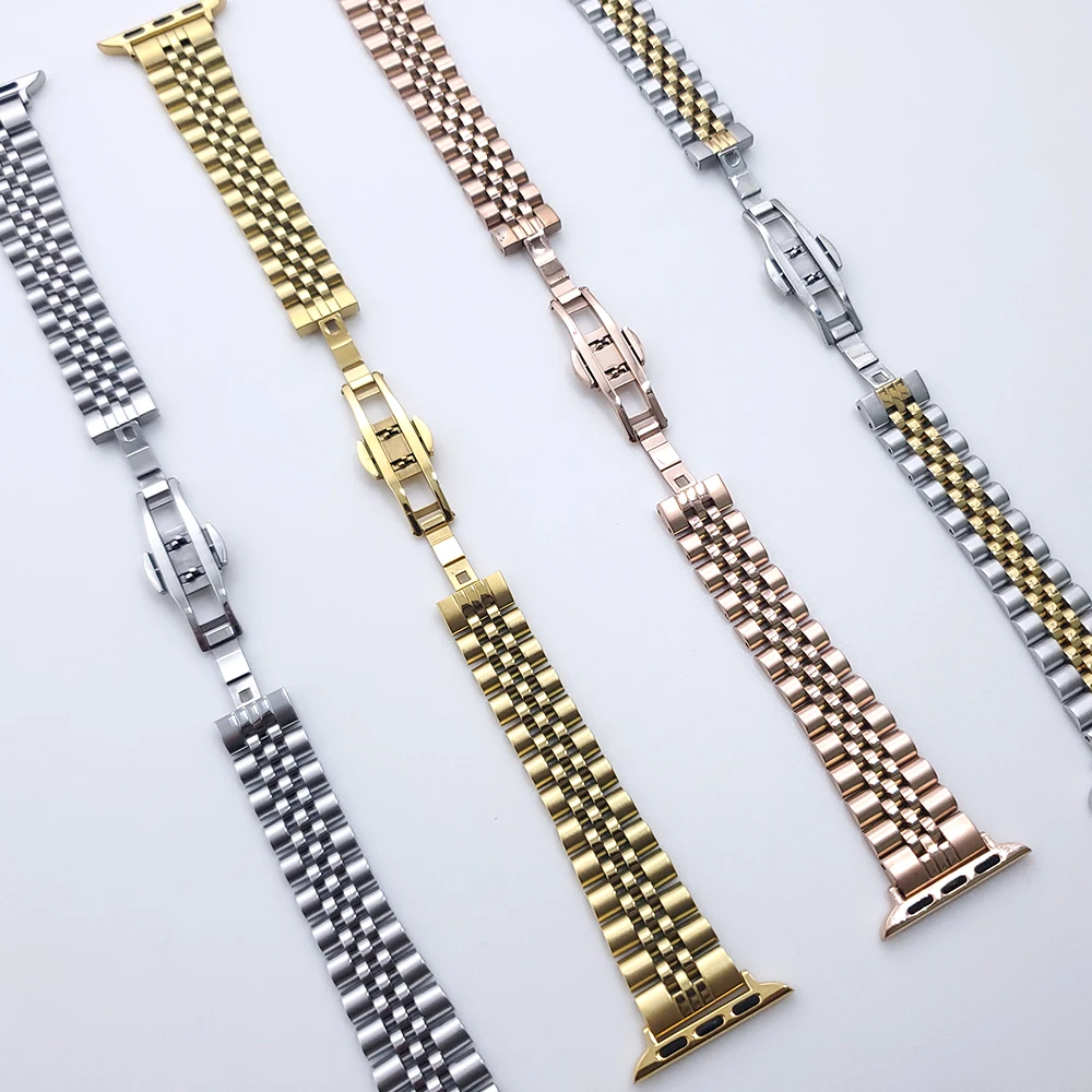 

For Apple Watch Slim Metal Band 38mm 40mm 42mm 44mm Bracelet Stainless Steel Wristband Women for iWatch SE Series 6/5/4/3/2/1