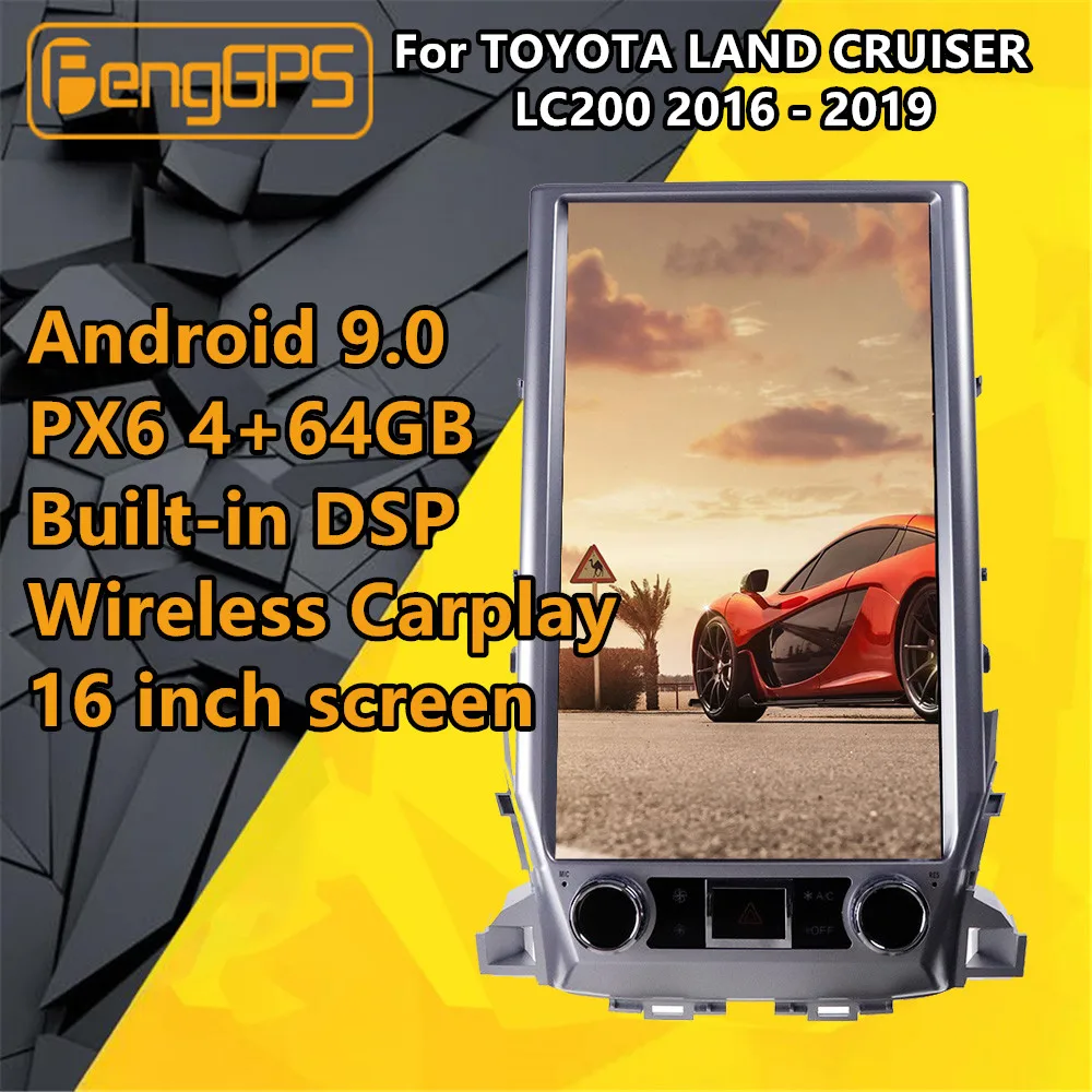 Для TOYOTA LC200 Android радио LAND CRUISER 2016 2017 2019 Tesla PX6 Автомобильный мультимедийный плеер GPS