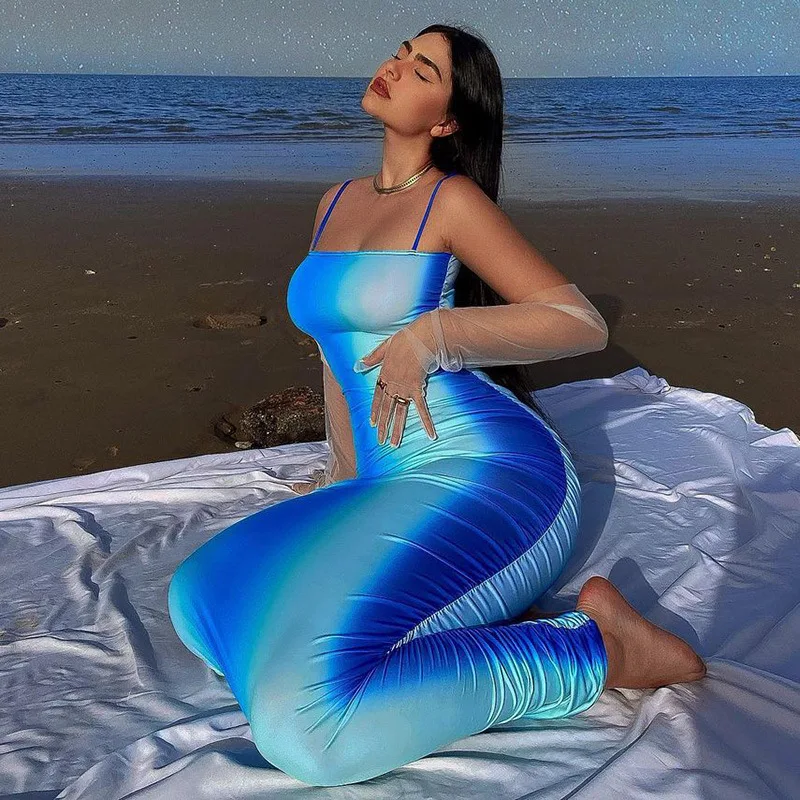 

2021 Sleeveless Beach Long Maxi Dress For Women Summer Sundress Printed Y2K Streetwear Sheath Party Club Dresses Elegant Clothes