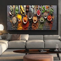 canvas painting grains spices spoon peppers kitchen cuadros scandinavian posters and prints wall art food picture living room