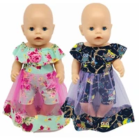 fit 18 inch baby new born 43cm doll clothes accessories pink blue sunflower dress suit for baby festival birthday gift