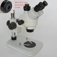 fyscope 7x 45x pillar sector base simul focal trinocular stereo zoom microscope incluing 0 5x c mount