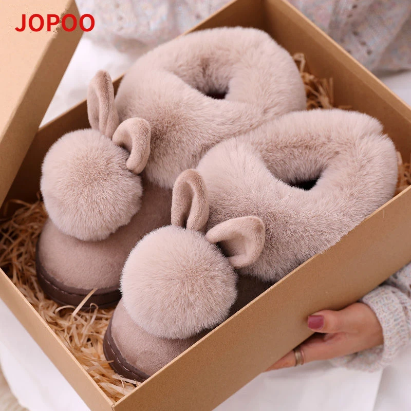 

Shoes for Women 2021 Winter Cotton Slippers Fur Rabbit Home Slippers Cartoon Cute Fluffy Slipper Lovely Indoor Shoes Warm Plush
